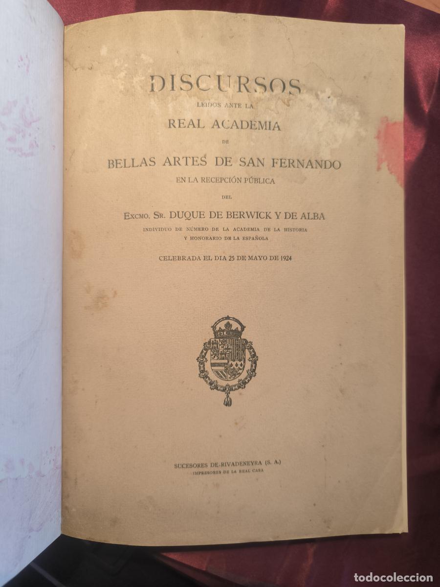 Libros: Discursos le&iacute;dos ante la Real Academia de Bellas Artes de San Fernando en la recepci&oacute;n p&uacute;blica del E
