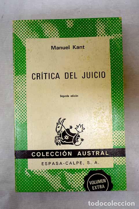 Libros: Cr&iacute;tica del juicio: Kant, Immanuel.- Kant, Immanuel