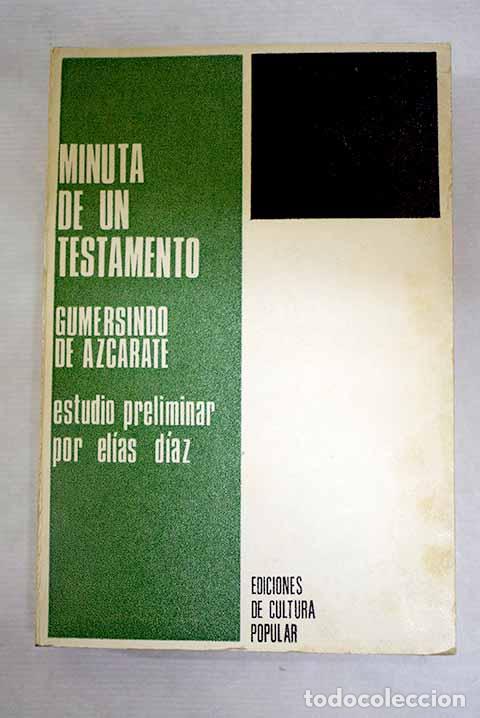 Libri di seconda mano: Minuta de un testamento.- Azc&aacute;rate, Gumersindo de