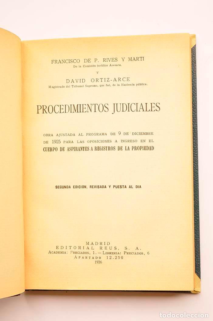 Libros: Procedimientos judiciales - RIVES Y MART&Iacute;, Francisco de P. - Foto 2