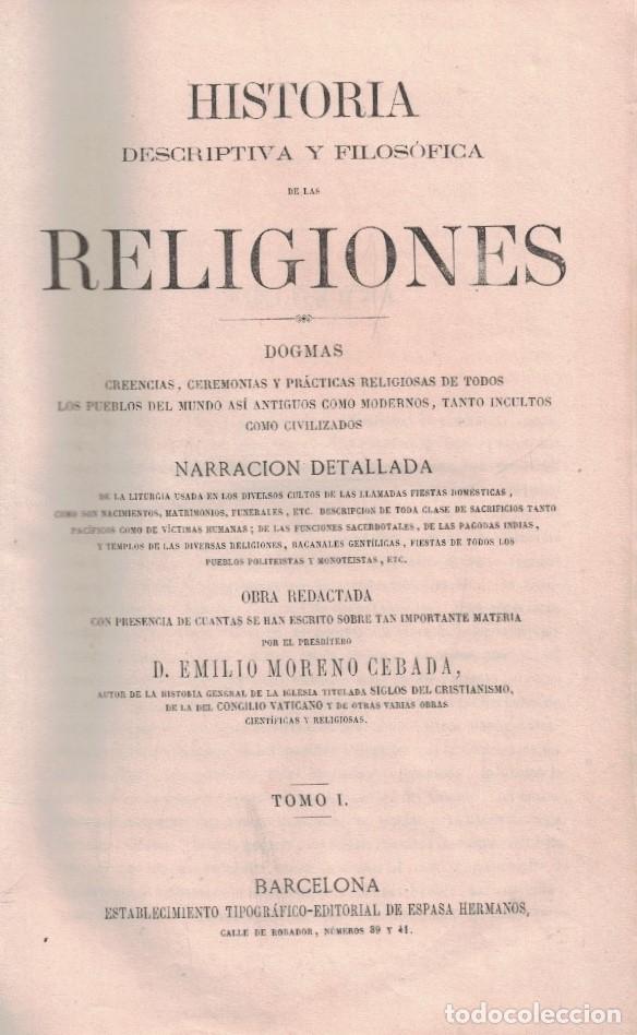 books: HISTORIA DESCRIPTIVA Y FILOS&Oacute;FICA DE LAS RELIGIONES. DOGMAS. NARRACI&Oacute;N DETALLADA. Tomo I (de 2). - M