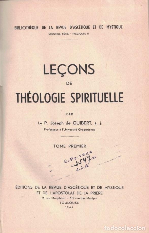 Livros em segunda m&atilde;o: LE&Ccedil;ONS DE TH&Eacute;OLOGIE SPIRITUELLE. Tome premier. - Guibert. Joseph de,