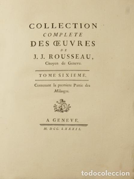 Libros: ROUSSEAU. (Jean Jacques) - COLLECTION COMPLETE DES OEUVRES, TOME SIXI&Eacute;ME ET SEPTIEME. CONTENANT LA P