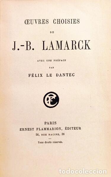 Libros: LAMARCK. (Jean-Baptiste de) - OEUVRES CHOISIES. - Foto 2