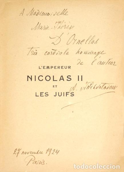 Libros: NETCHVOLODOW. (Alexandre) - L&#39;EMPEREUR NICOLAS II ET LES JUIFS.