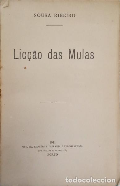Libros: SOUSA RIBEIRO. (Ant&oacute;nio de) - LIC&Ccedil;&Atilde;O DAS MULAS. - Foto 2