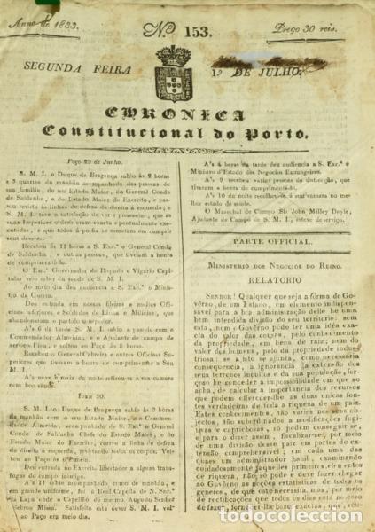 Libros: CHRONICA CONSTITUCIONAL DO PORTO, N.&ordm; 153, SEGUNDA FEIRA, 1.&ordm; DE JULHO, ANNO DE 1833 � N.&ordm; 308, TER&Ccedil;