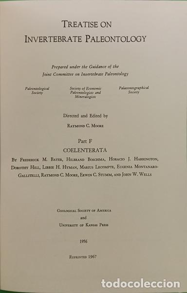 Livros em segunda m&atilde;o: MOORE. (Raymond C.) et al. - TREATISE ON INVERTEBRATE PALEONTOLOGY, PART F, COELENTERATA. [3 VOLS.]