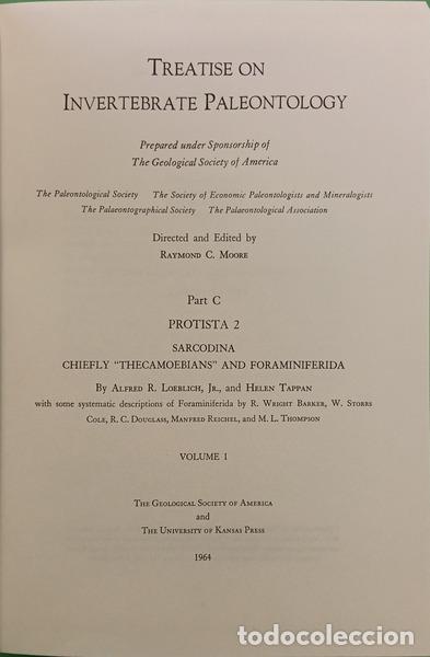 Livres: MOORE. (Raymond C.) et al. - TREATISE ON INVERTEBRATE PALEONTOLOGY, PART C, PROTISTA 2, VOLUME 1. [5