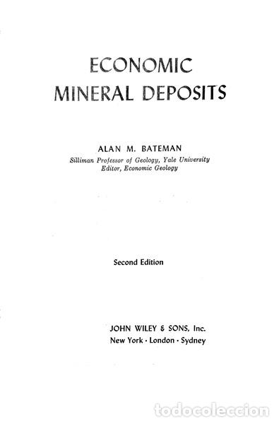 B&uuml;cher: BATEMAN. (Alan M.) - ECONOMIC MINERAL DEPOSITS. [2.&ordf; EDI&Ccedil;&Atilde;O]