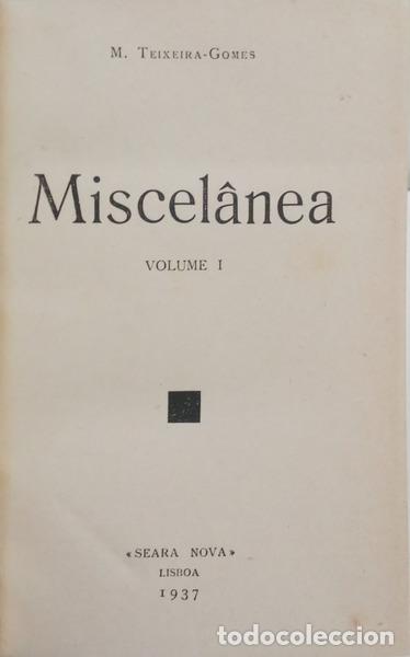 Libros: TEIXEIRA-GOMES. (Manuel) - MISCEL&Acirc;NEA. CARNAVAL LITER&Aacute;RIO. [2 VOLS.] - Foto 2