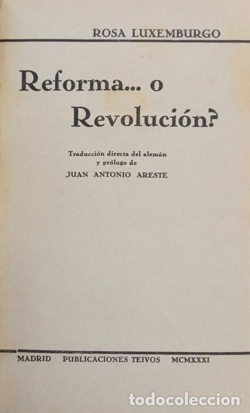 Libros: LUXEMBURGO. (Rosa) - REFORMA... O REVOLUCI&Oacute;N? - Foto 2