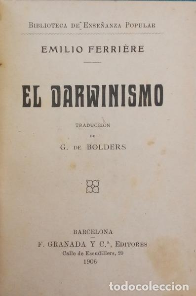 Libros: FERRI&Egrave;RE. (Emilio) - EL DARWINISMO. - Foto 2