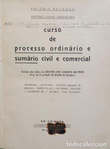 Livros em segunda m&atilde;o: BATOQUE. (Ant&oacute;nio) e Ant&oacute;nio Cesar Abranches. - CURSO DE PROCESSO ORDIN&Aacute;RIO E SUM&Aacute;RIO CIVIL E COMERC