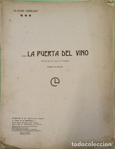 Livros em segunda m&atilde;o: DEBUSSY. (Claude) - ... LA PUERTA DEL VINO EXTRAIT DO 2.ME LIVRE DE PR&Eacute;LUDES POUR LE PIANO.