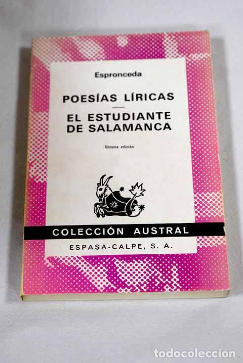 Libri di seconda mano: Poes&iacute;as l&iacute;ricas ; El estudiante de Salamanca.- Espronceda, Jos&eacute; de