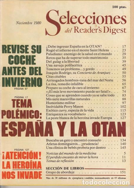 Livros em segunda m&atilde;o: SELECCIONES DEL READER'S DIGEST. NOVIEMBRE 1980 - SELECCIONES DEL READER'S DIGEST