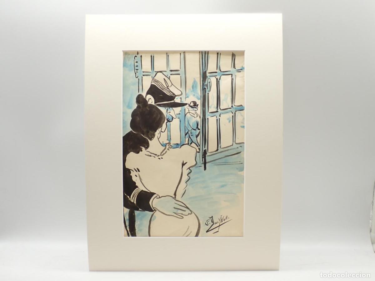 Libros: Dibujo original de Pierre Doussinelle (Dousy'Nell) para su publicaci&oacute;n en alguna revista humor&iacute;stica