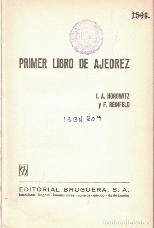 books: PRIMER LIBRO DE AJEDREZ. - Horowitz / Reinfeld.