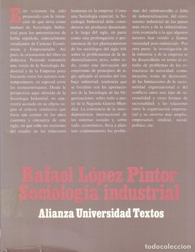 Livres: SOCIOLOG&Iacute;A INDUSTRIAL. - L&oacute;pez Pintor. Rafael,