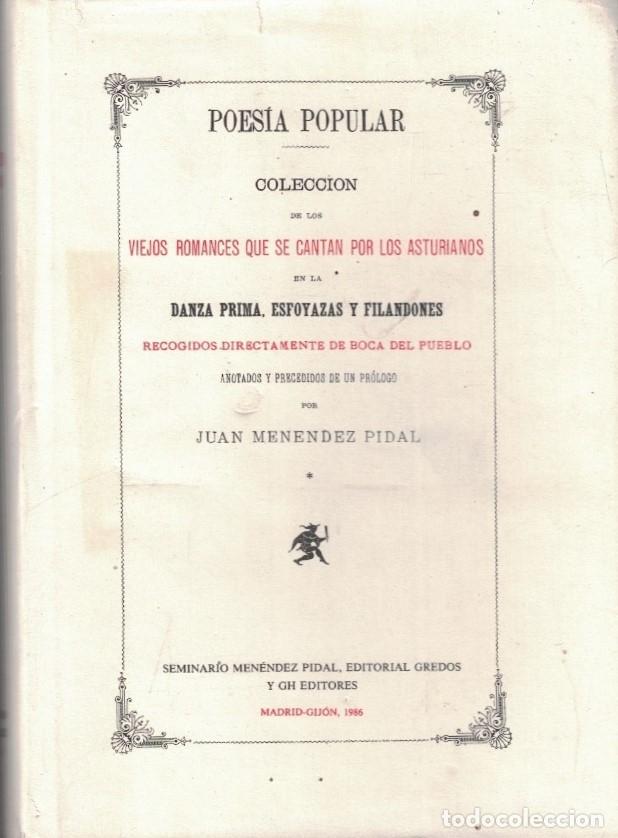 Libri di seconda mano: Poes&iacute;a Popular. COLECCI&Oacute;N DE LOS VIEJOS ROMANCES QUE SE CANTAN POR LOS ASTURIANOS EN LA DANZA PRIMA