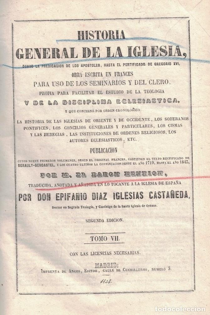 Livros em segunda m&atilde;o: HISTORIA GENERAL DE LA IGLESIA. Desde la predicaci&oacute;n de los ap&oacute;stoles, hasta el pontificado de Greg