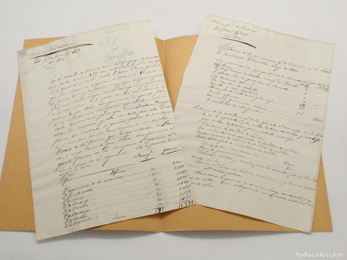 Libros: 2 documentos manuscritos, copiados del archivo de Simancas, referidos a la batalla de L&eacute;rida de mayo
