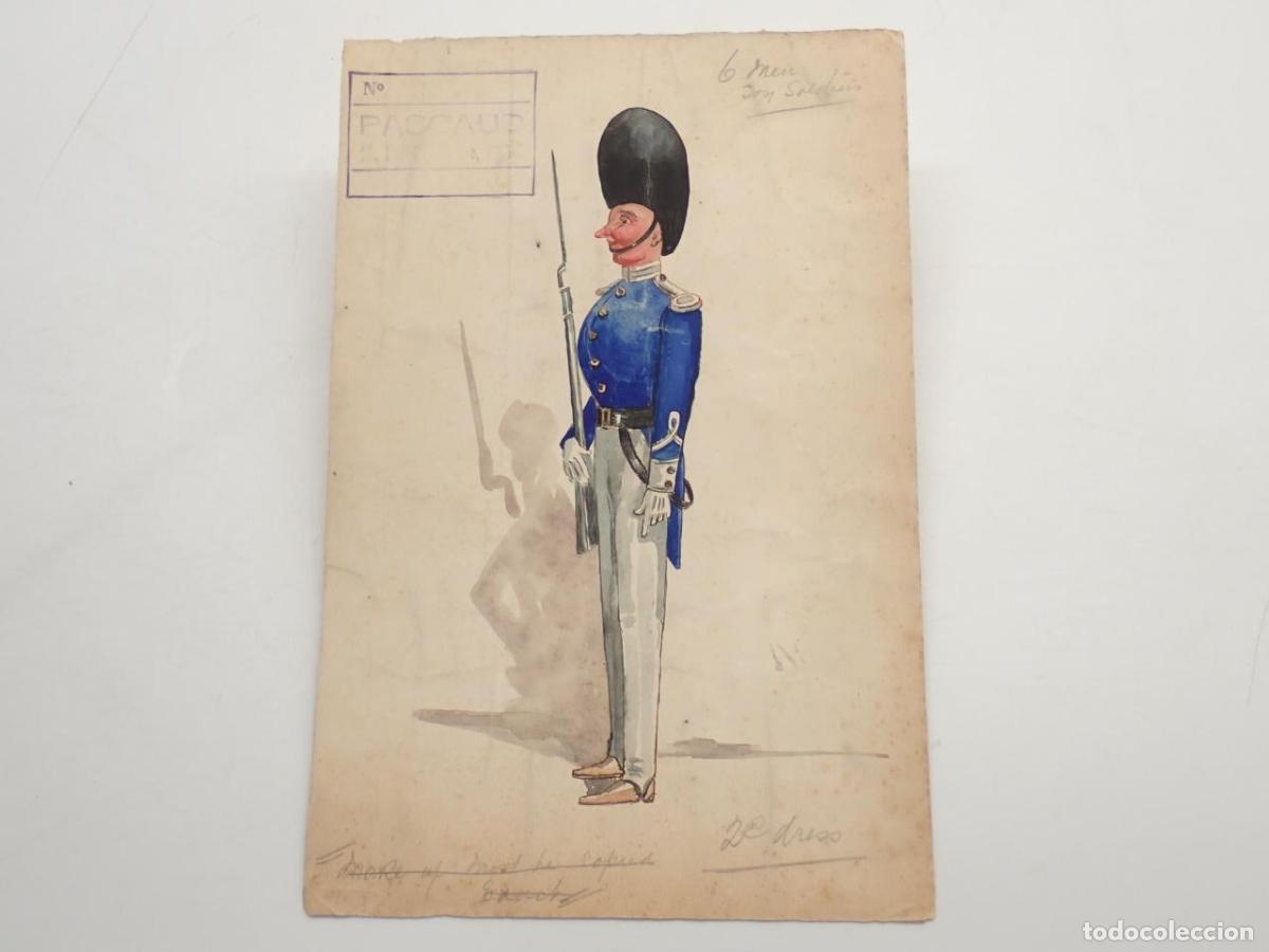 Libros: Dibujo original de un soldado con el sello de la Maison Pascaud de Par&iacute;s -