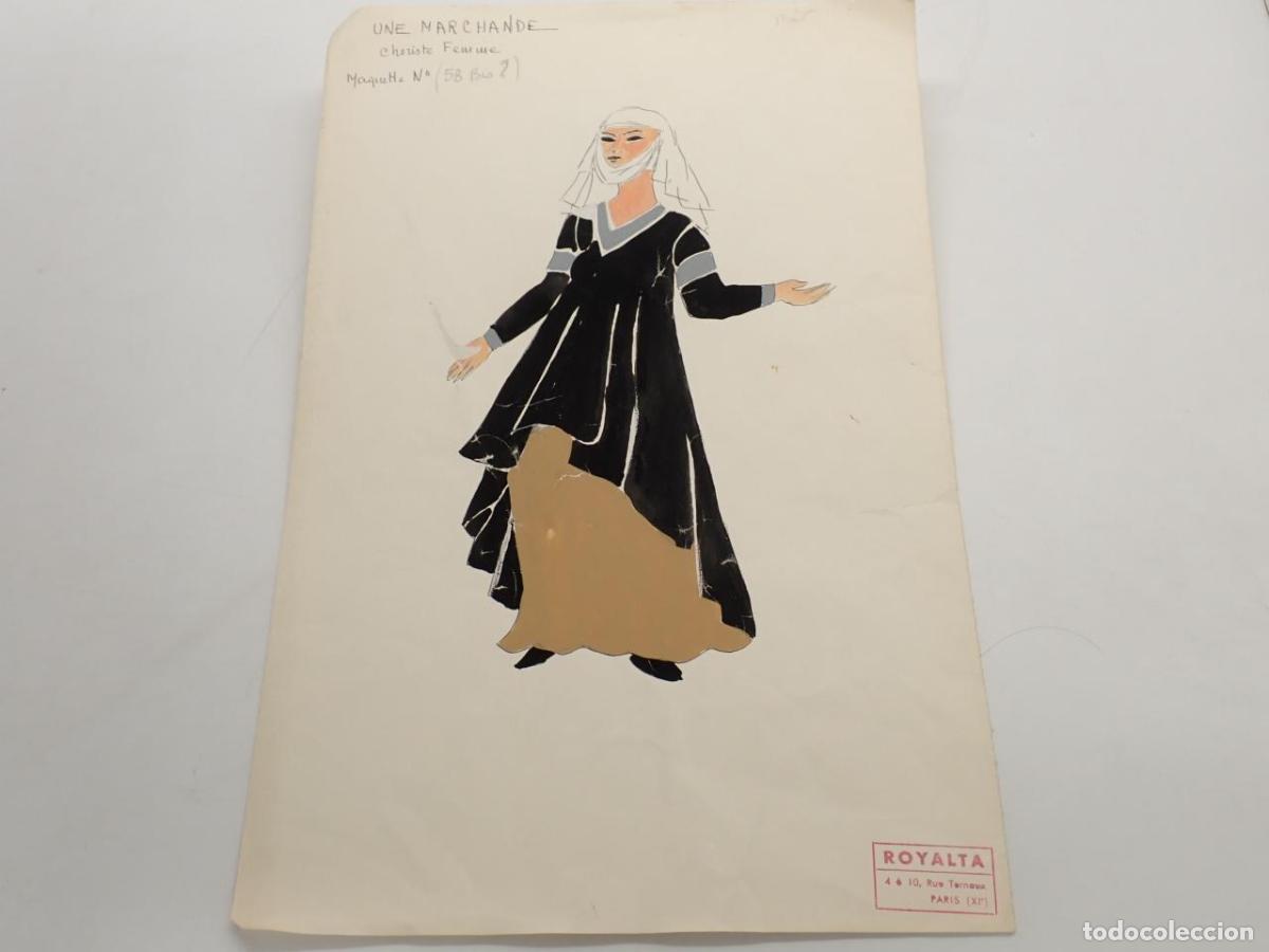 Libros: 4 dibujos originales de la Maison Royalta con modelos de vestuario - - Foto 3