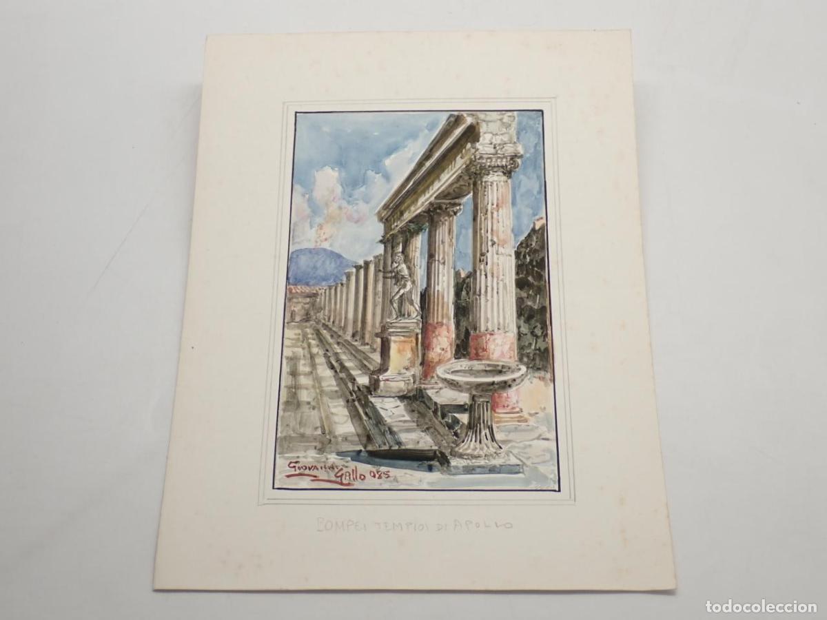 B&uuml;cher: Pompei, Tempio di Apollo [ACUARELA ORIGINAL DE GIOVANNI GALLO] - GALLO, Giovanni