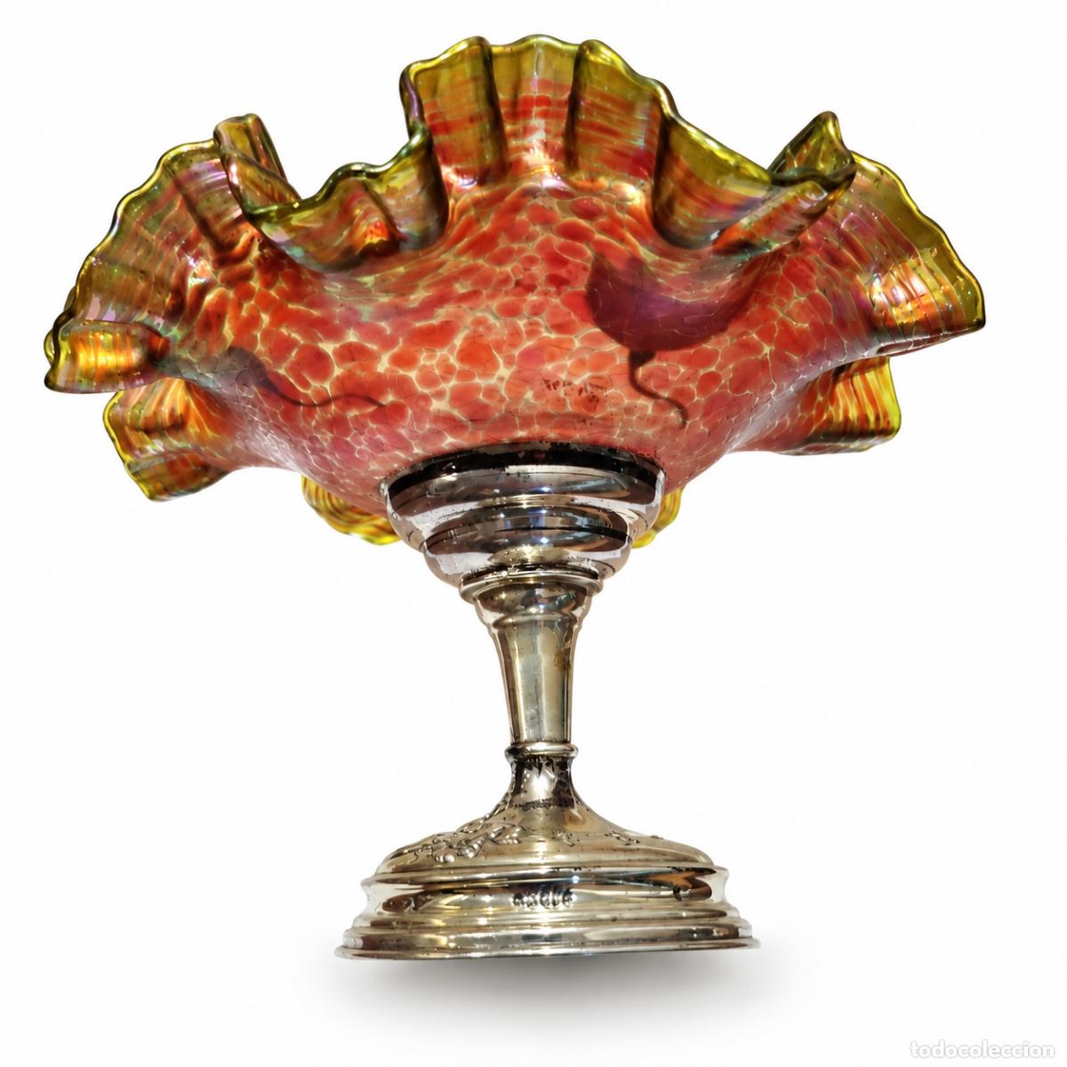 Libros: Copa/centro de mesa de cristal y plata con tallo - siglo XIX - Foto 2