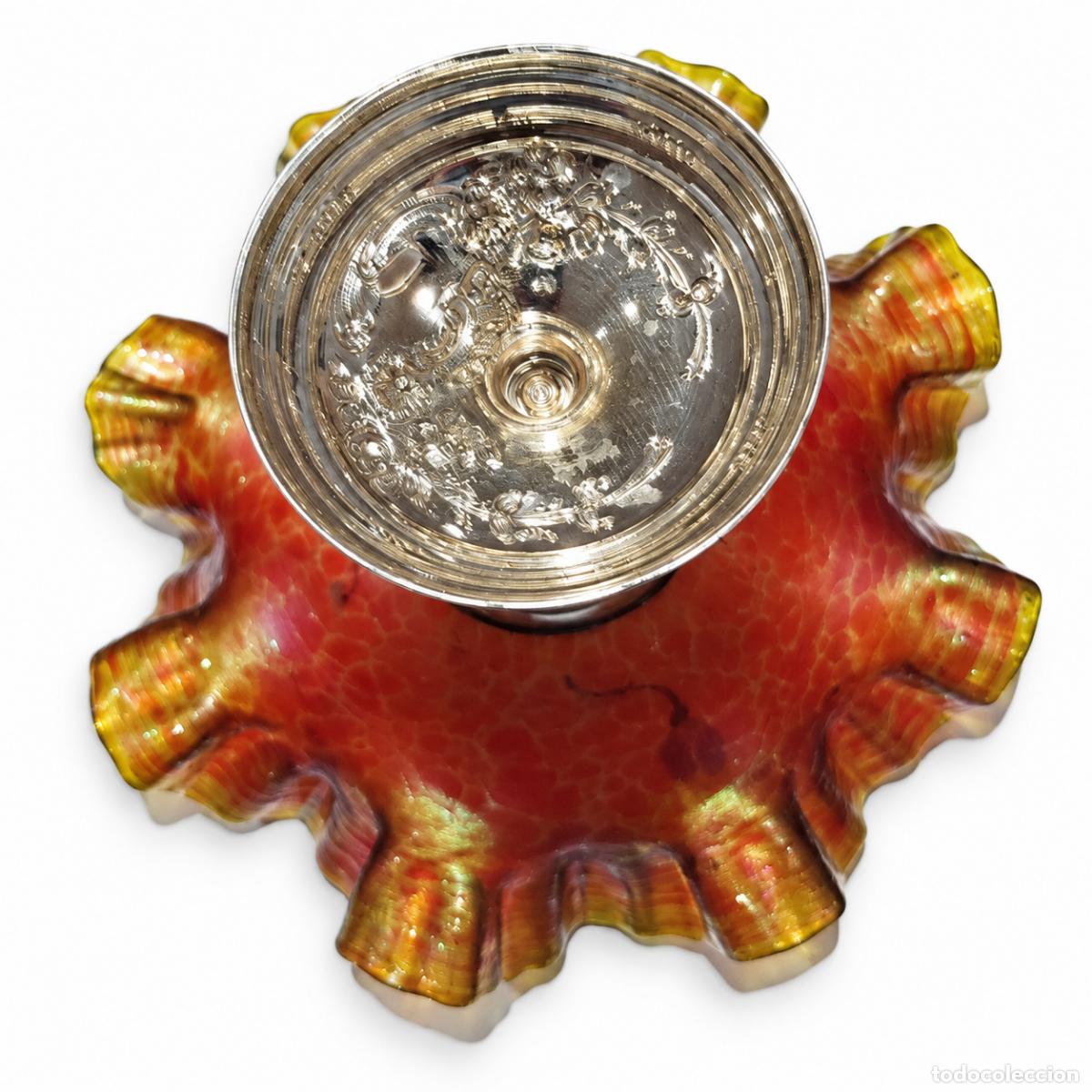 Libros: Copa/centro de mesa de cristal y plata con tallo - siglo XIX - Foto 4