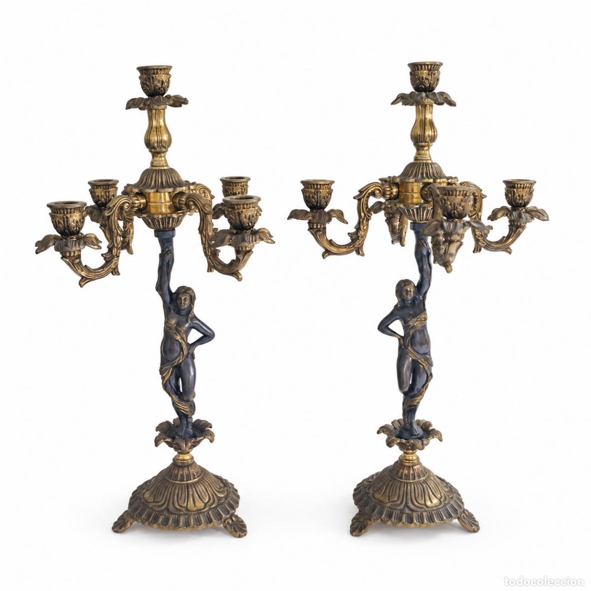 Libros: Par de candelabros de bronce - Napole&oacute;n III - siglo XIX - Foto 2
