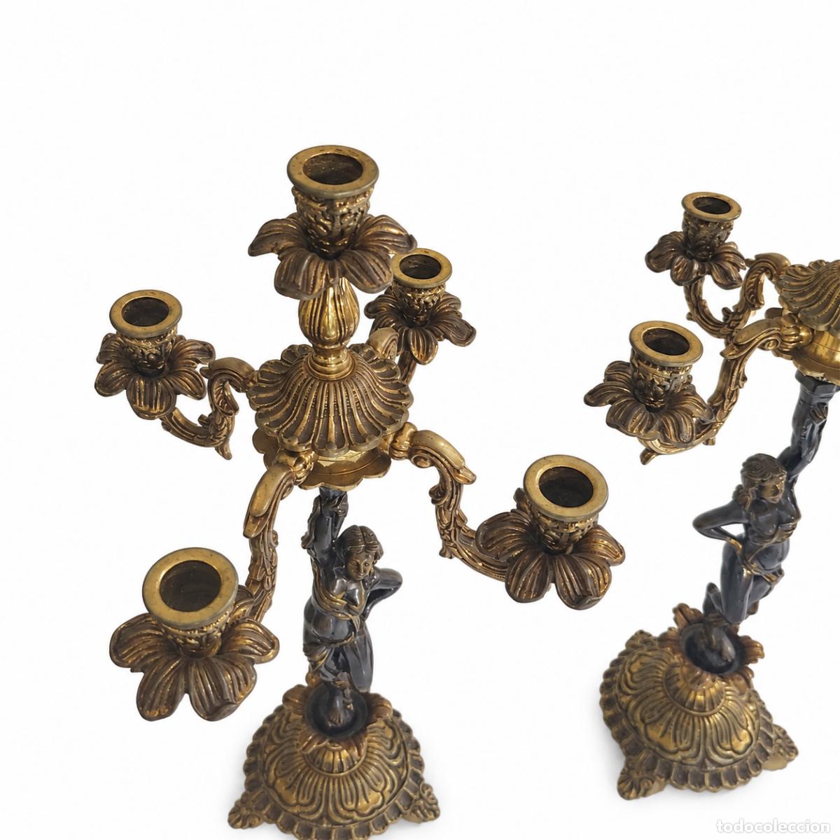 Libros: Par de candelabros de bronce - Napole&oacute;n III - siglo XIX - Foto 4
