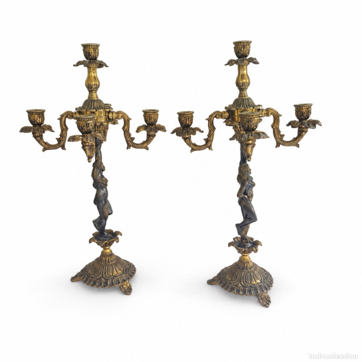 Libros: Par de candelabros de bronce - Napole&oacute;n III - siglo XIX - Foto 6