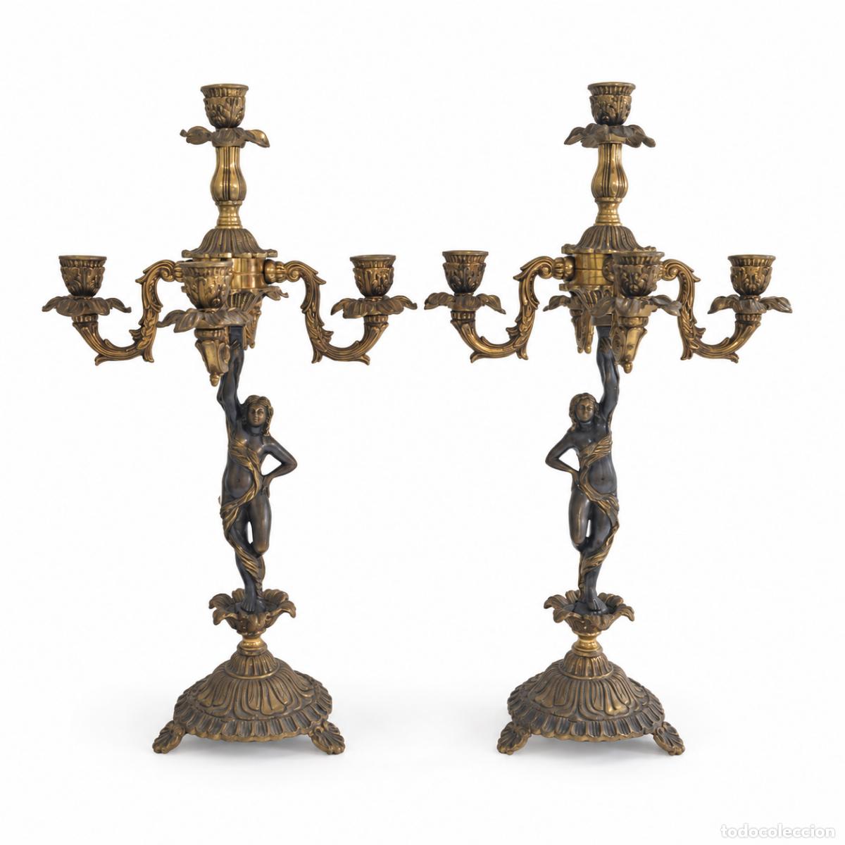 Libros: Par de candelabros de bronce - Napole&oacute;n III - siglo XIX - Foto 8