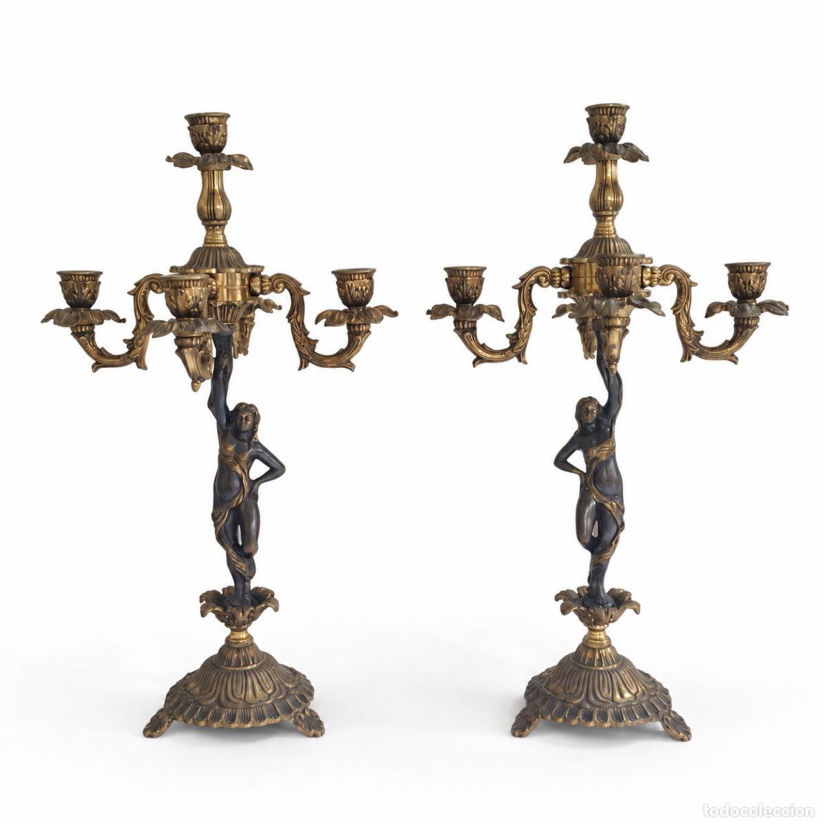 Libros: Par de candelabros de bronce - Napole&oacute;n III - siglo XIX - Foto 10
