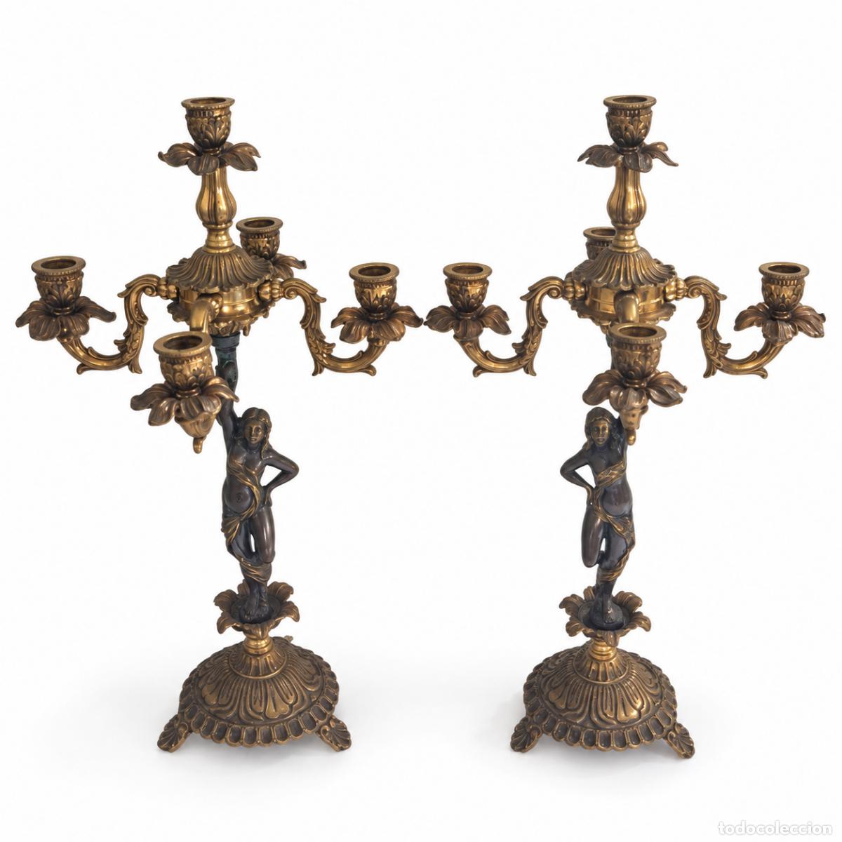 Libros: Par de candelabros de bronce - Napole&oacute;n III - siglo XIX - Foto 12