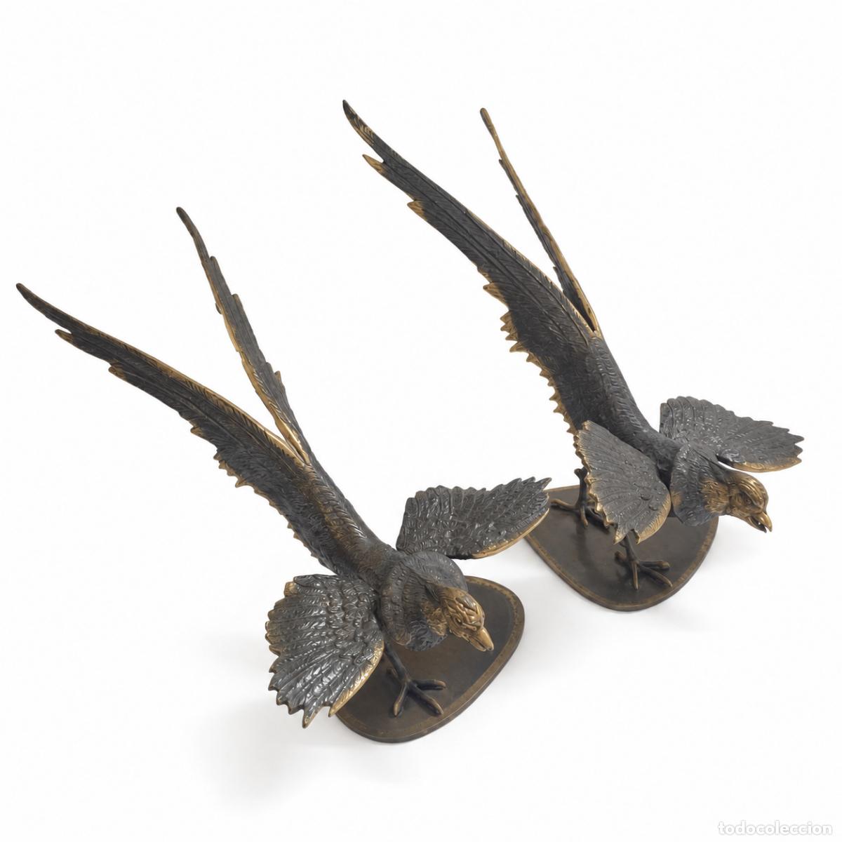 books: 2 esculturas de faisanes de bronce