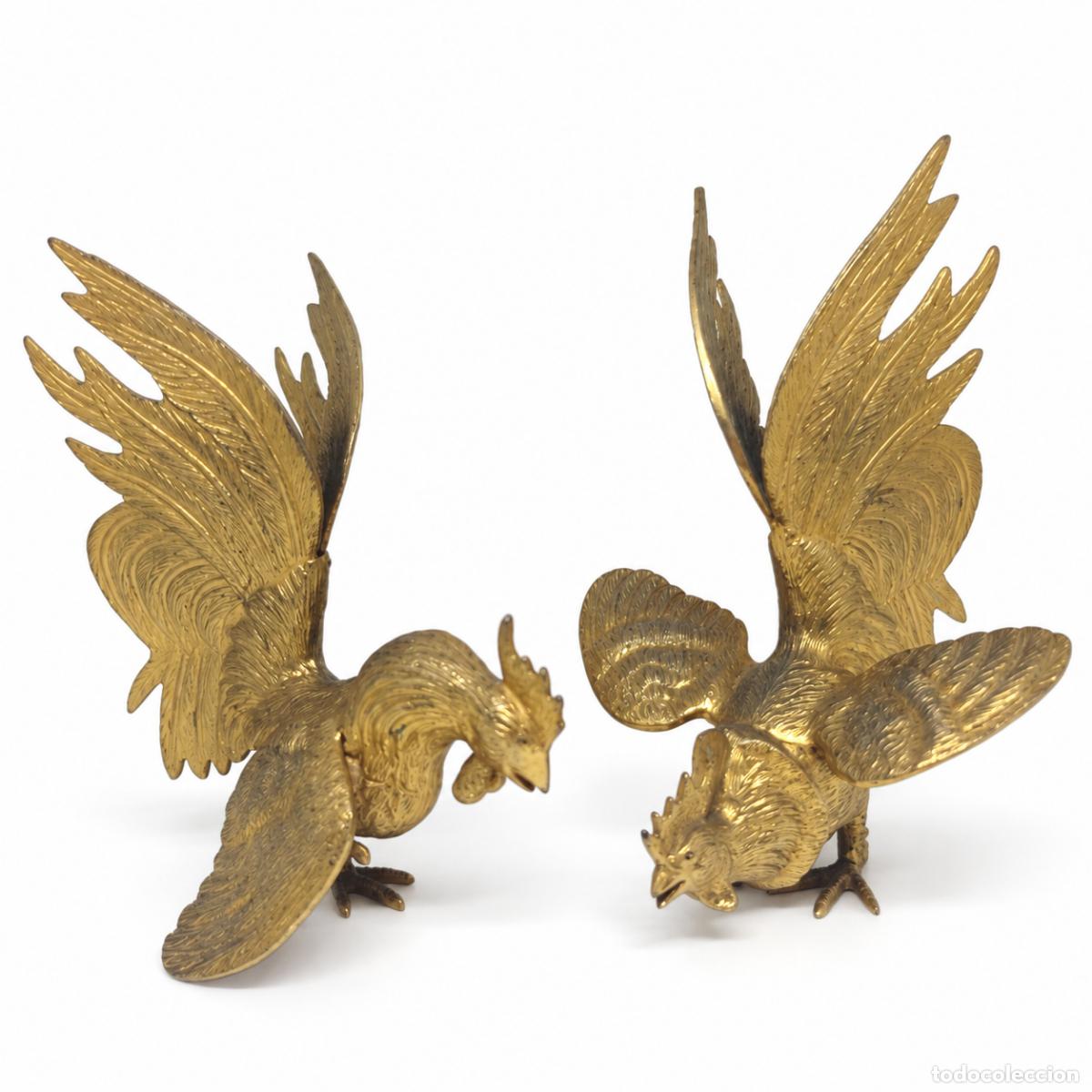 Libros: Pelea de gallos - 20 cm - Bronce dorado - Foto 1