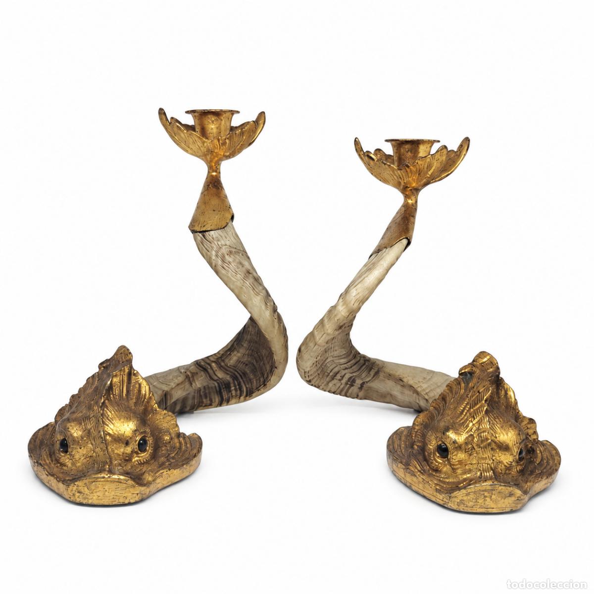 Libros: J. Antony Redmile - Par de candelabros de cuerno y bronce. - Foto 2