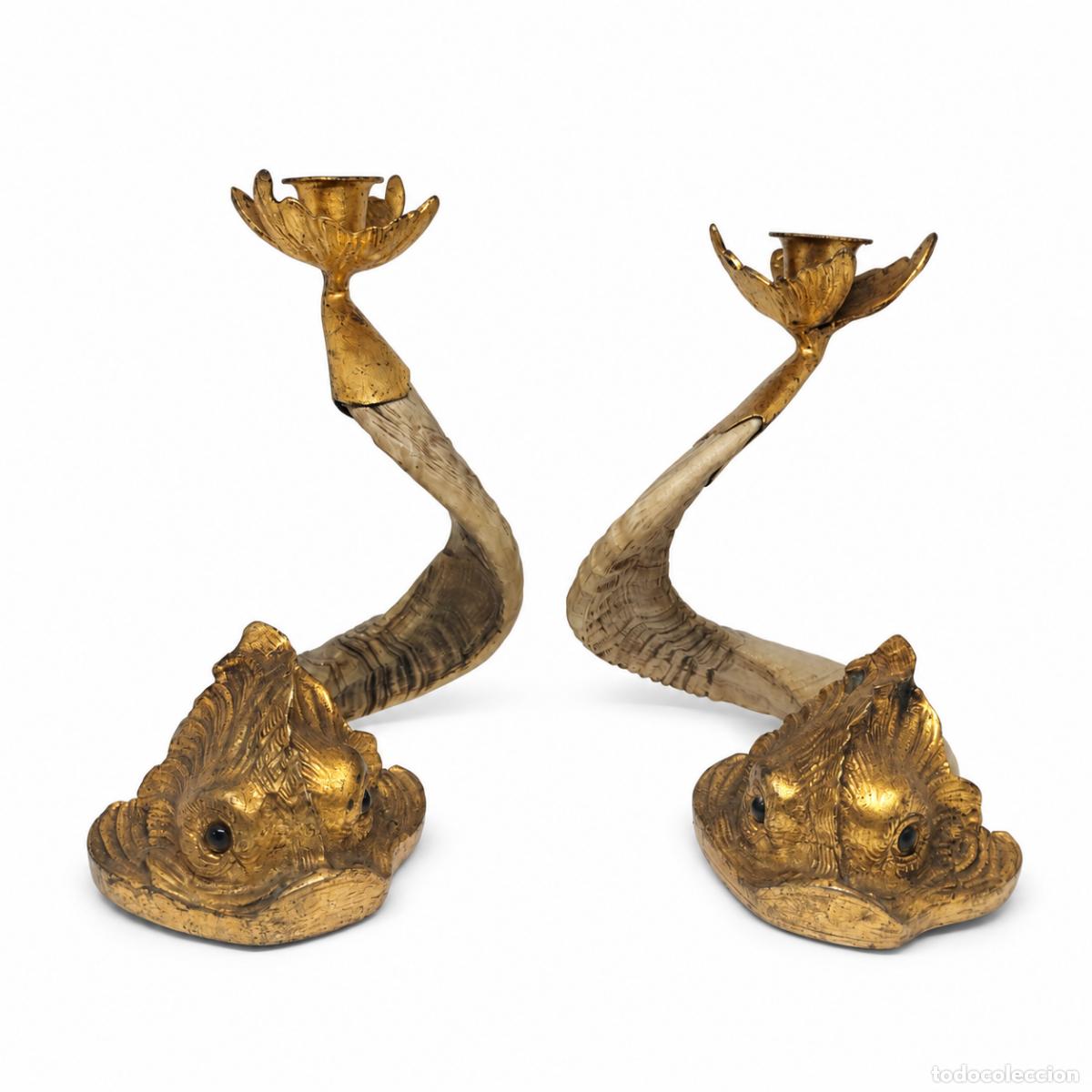 Libros: J. Antony Redmile - Par de candelabros de cuerno y bronce. - Foto 5