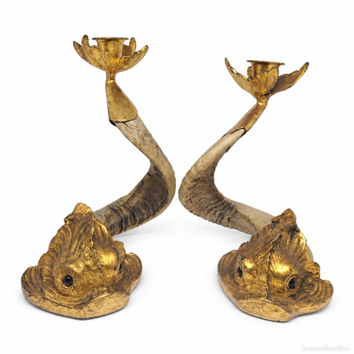 Libros: J. Antony Redmile - Par de candelabros de cuerno y bronce. - Foto 6