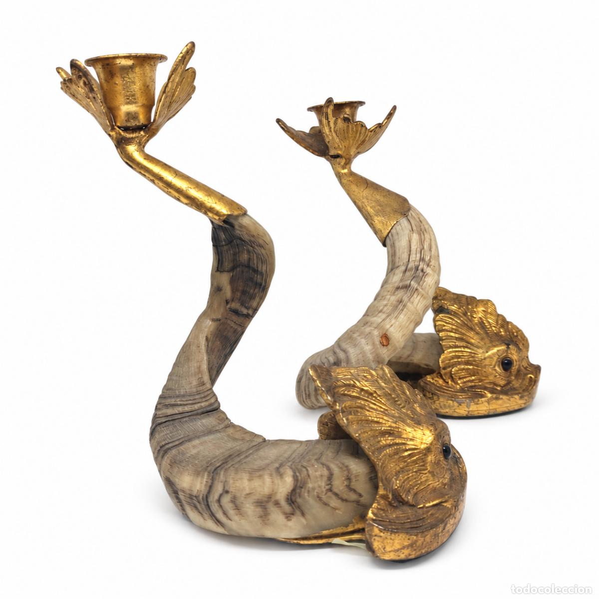 Libros: J. Antony Redmile - Par de candelabros de cuerno y bronce. - Foto 10