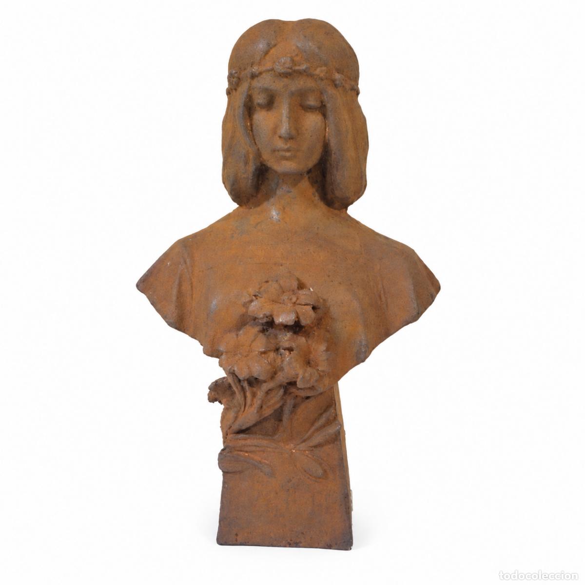 Livros em segunda m&atilde;o: Escultura de exterior, busto femenino con flores - 44 cm - Hierro fundido