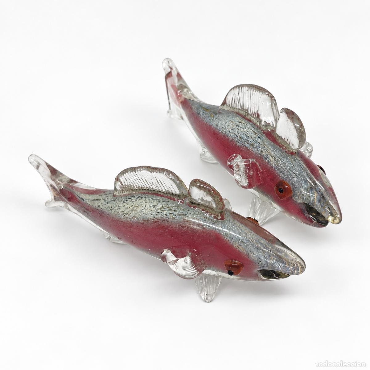 Libros: Pareja de peces de vidrio soplado art&iacute;stico, al estilo de Murano.