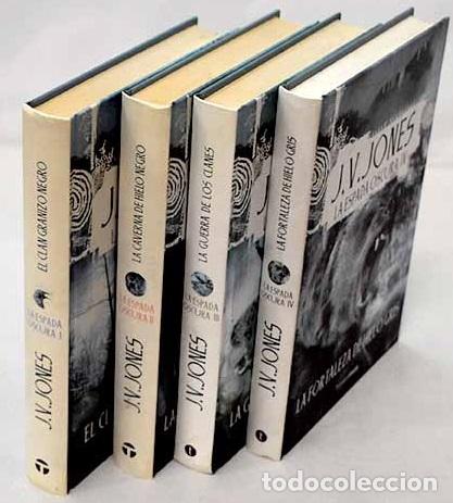 Libros: El clan Granizo Negro ; La caverna de hielo o negro ; La guerra de los clanes .- Jones, J. V.