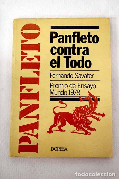 Libros: Panfleto contra el Todo.- Savater, Fernando