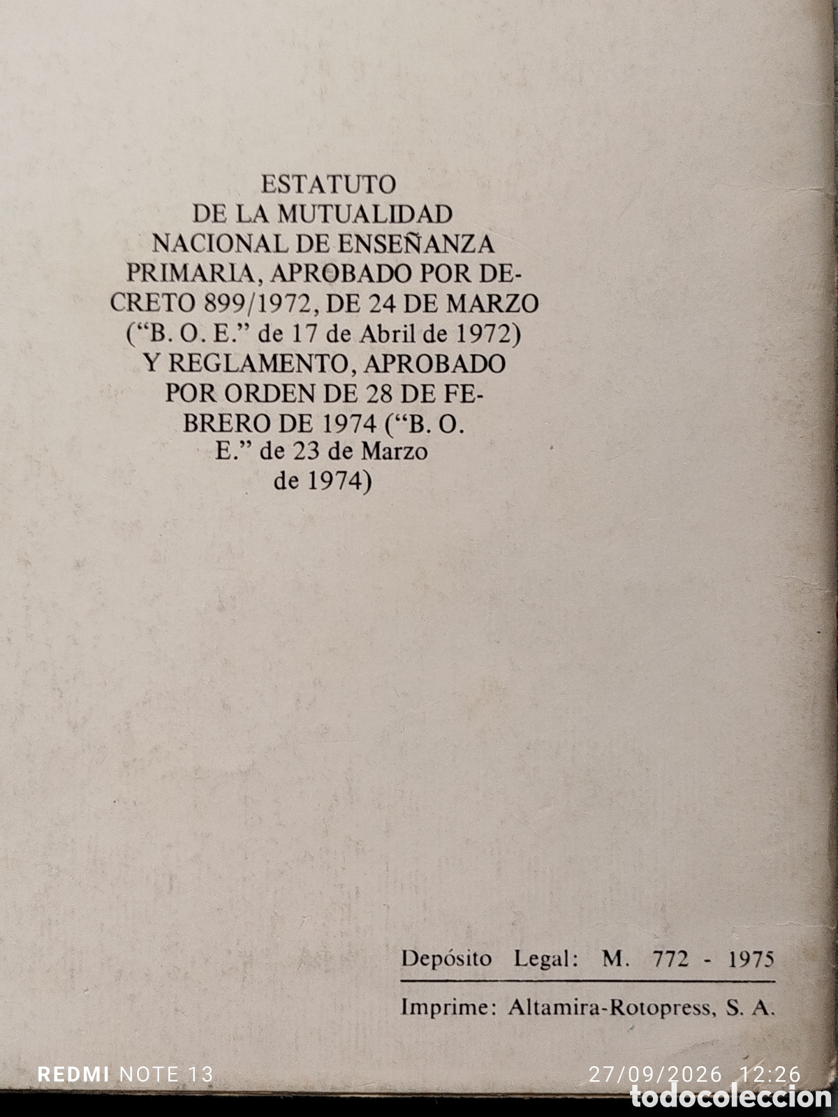 Libros: Estatuto mutualidad nacional ense&ntilde;anza primaria - Foto 2