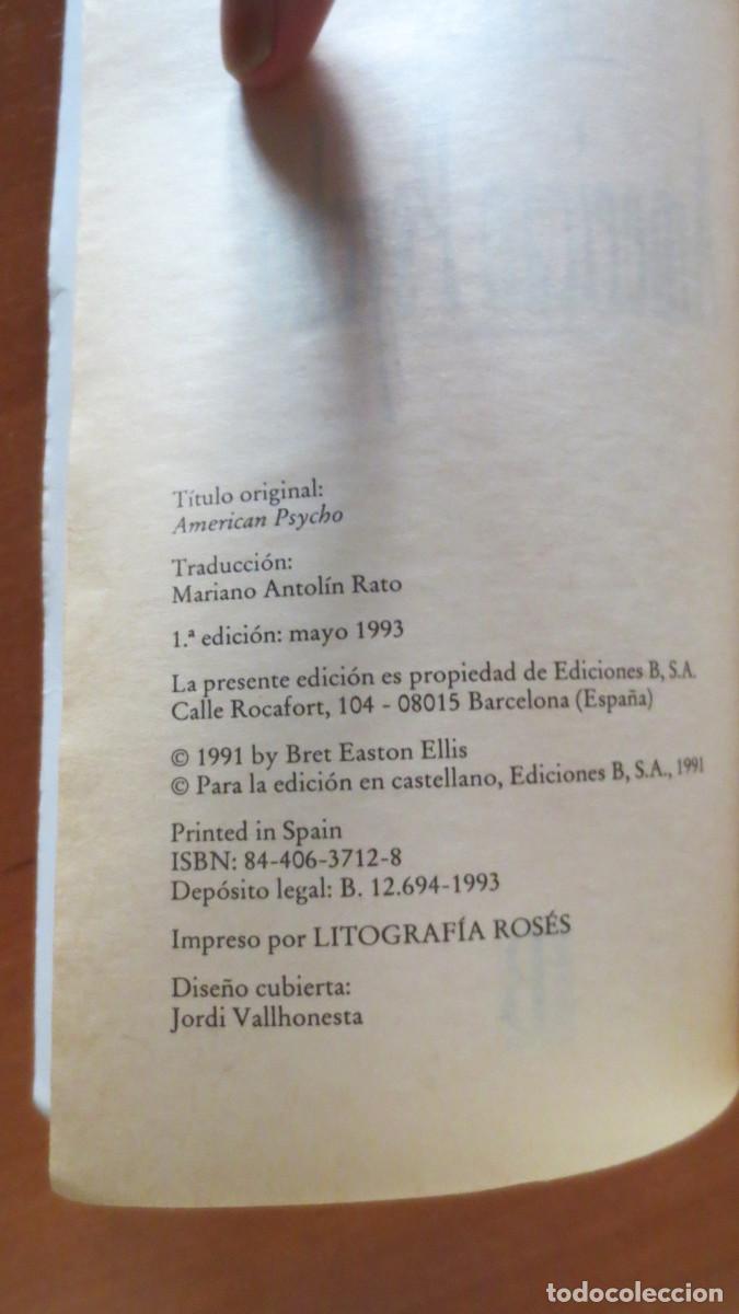 Libros: AMERICAN PSYCHO - 1 edici&oacute;n - Ediciones B - Foto 5